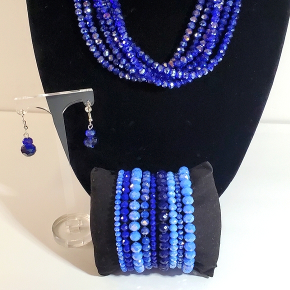 Crystal Glass Bead Necklace Set - Picture 1 of 2